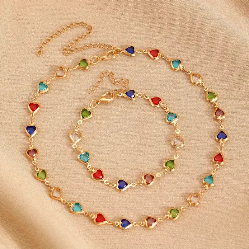 Kristallhjärta Armband/Halsband 2-Pack